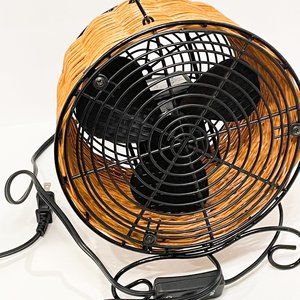 RARE Wicker Electric Fan for Personal Use Desk or Table Top EUC